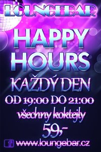 KAŽDÝ DEN OD 19:00 DO 21:00 VŠECHNY KOKTEJLY ZA 59,-